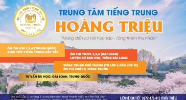 Thông báo chiêu sinh Lớp tiếng Trung- tiếng Đài Tháng 04/2024