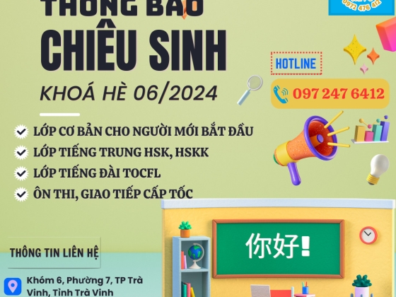 Chiêu sinh các lớp hè tháng 06/2024